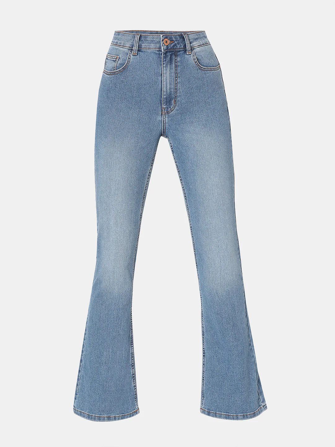 Light Blue High Rise Flared Jeans - Image 7