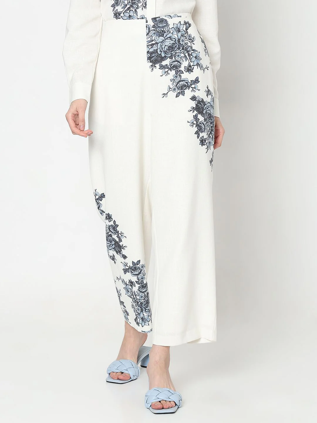 White Floral Co-Ord Set Pants - Image 2