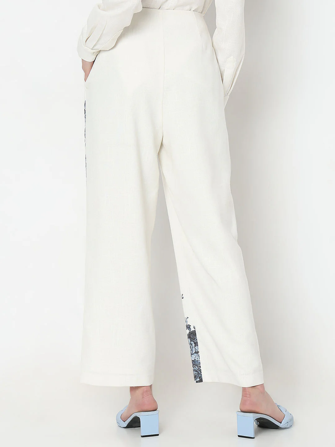 White Floral Co-Ord Set Pants - Image 4