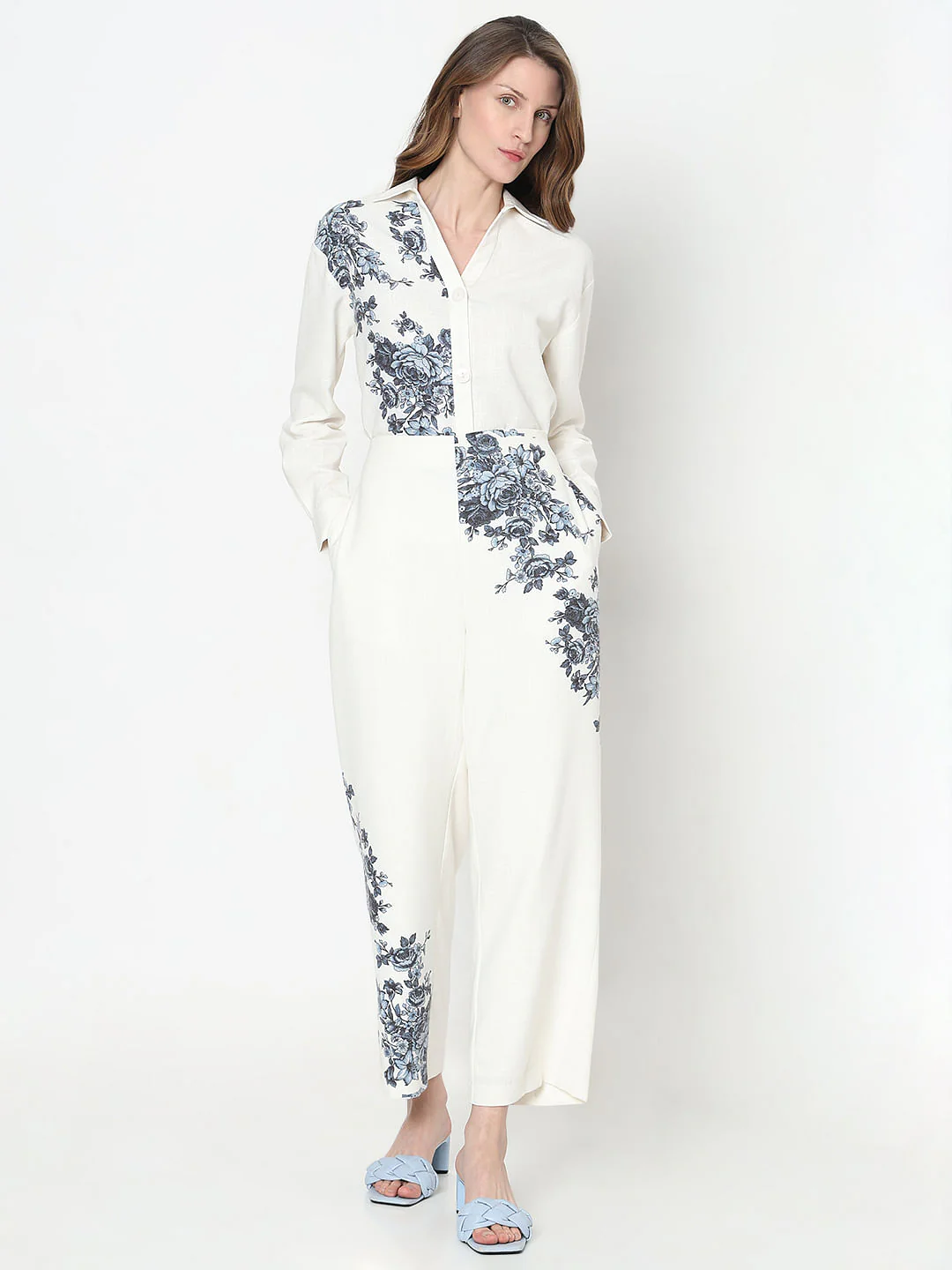White Floral Co-Ord Set Pants - Image 5