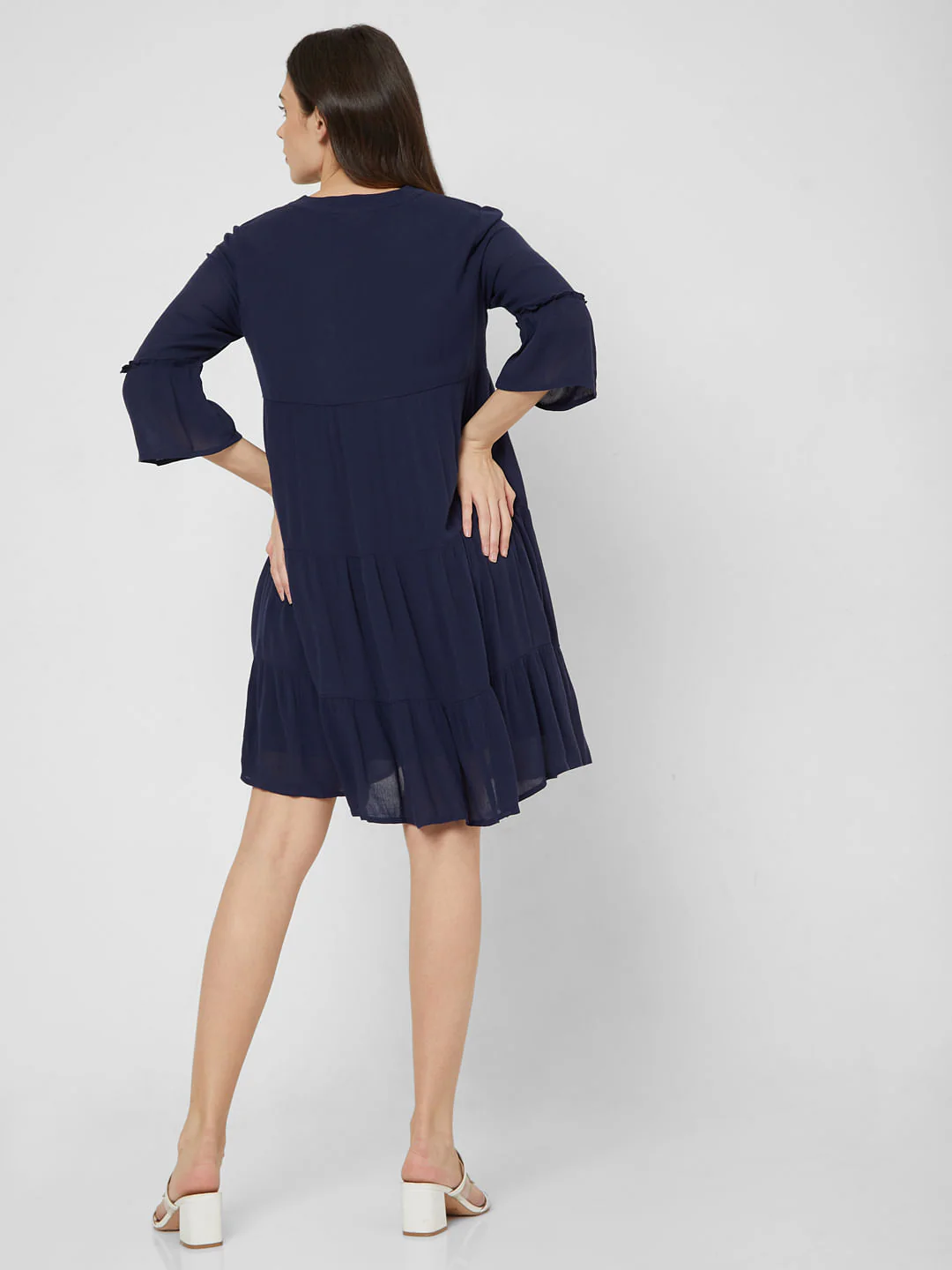 Blue Embroidered Shift Dress - Image 4