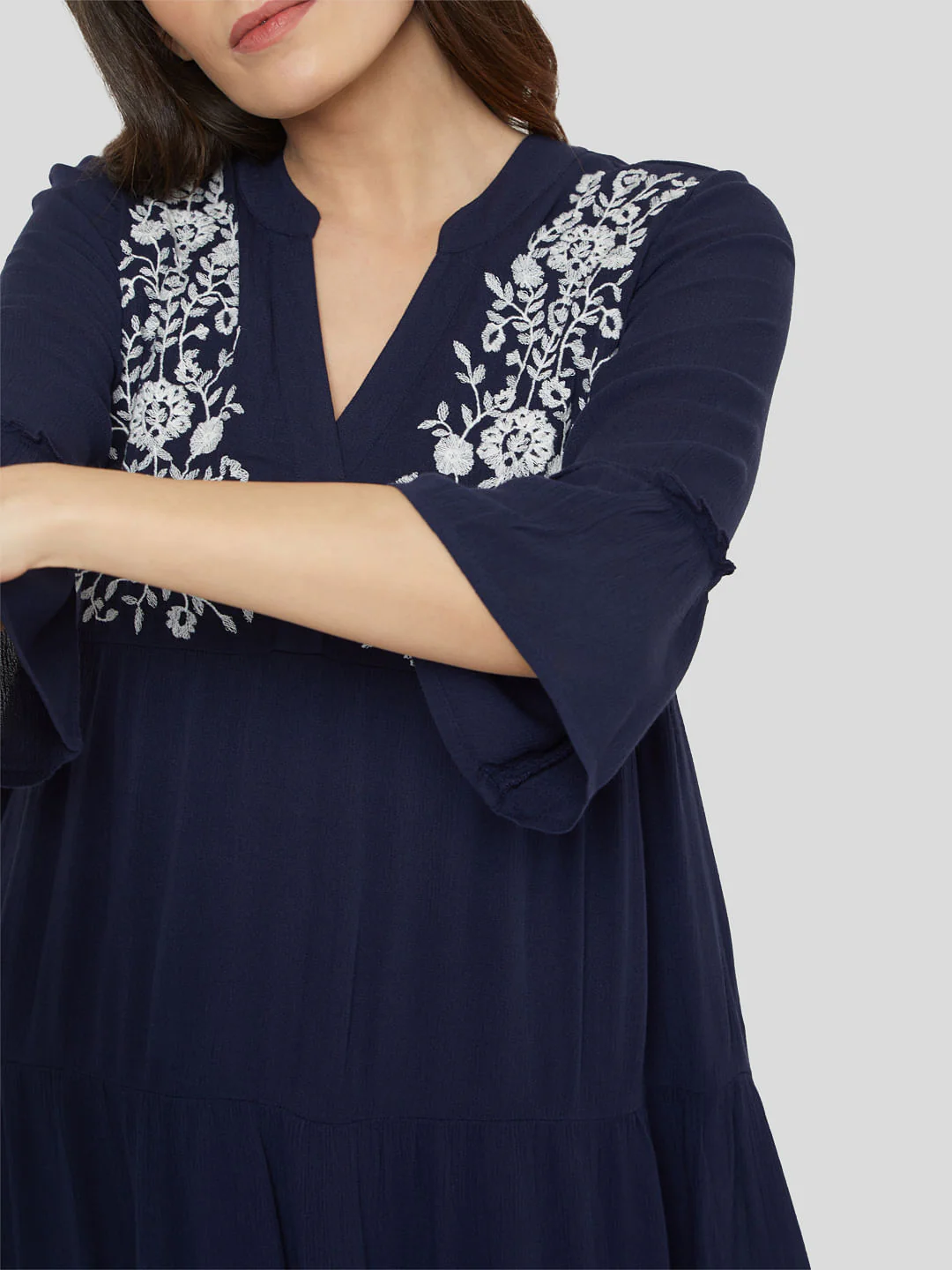 Blue Embroidered Shift Dress - Image 5
