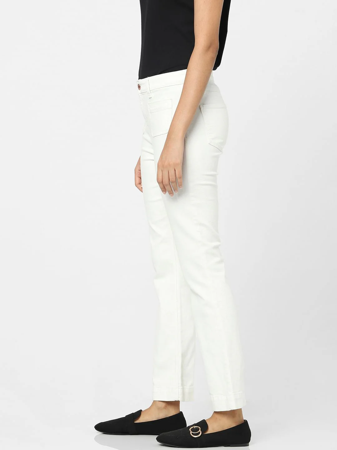 White Plain Coloured Jeans - Image 2