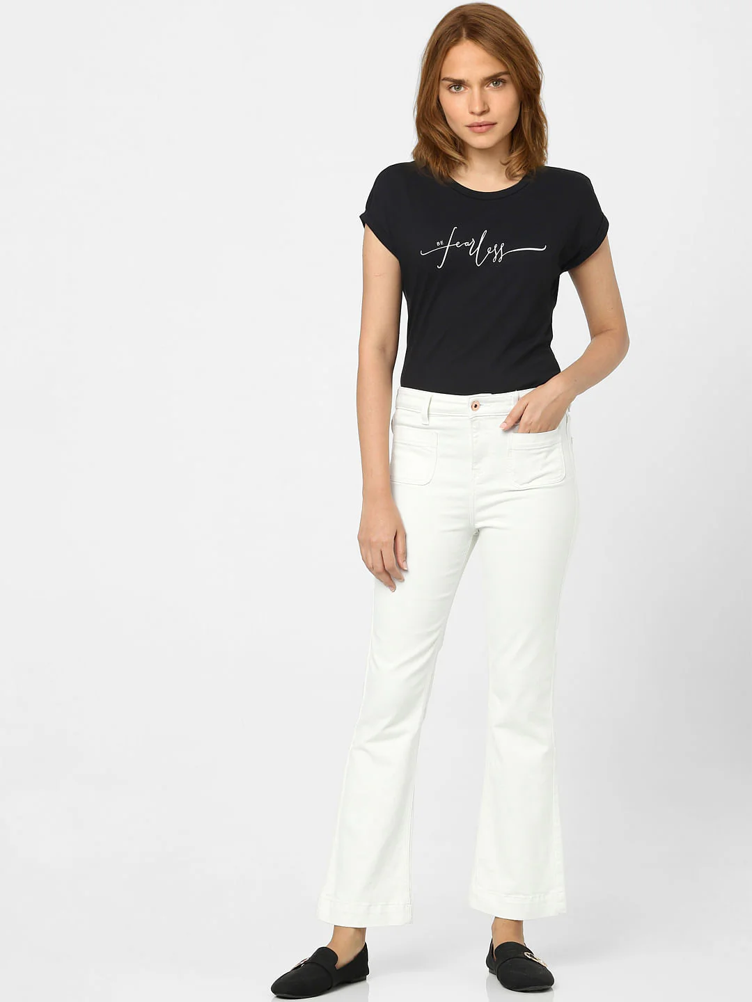 White Plain Coloured Jeans - Image 4