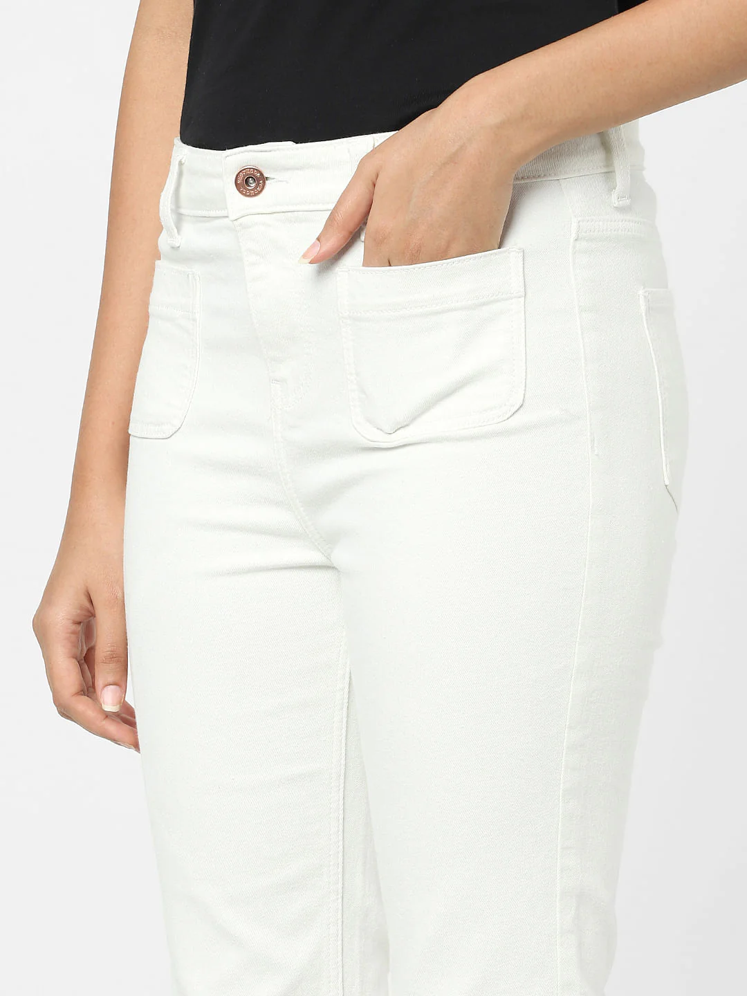 White Plain Coloured Jeans - Image 5