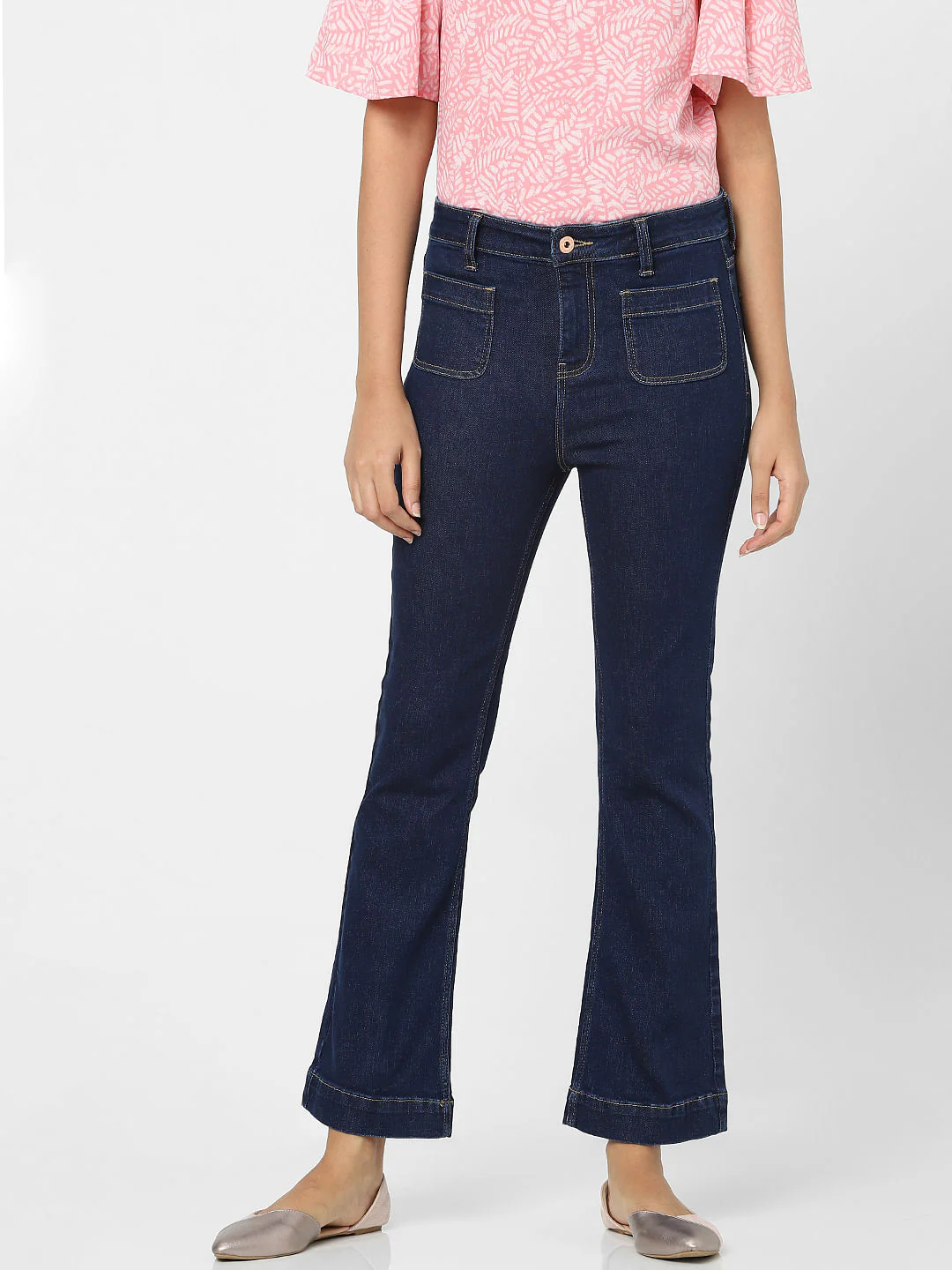 Dark Blue Mid Rise Petra Bootcut Jeans