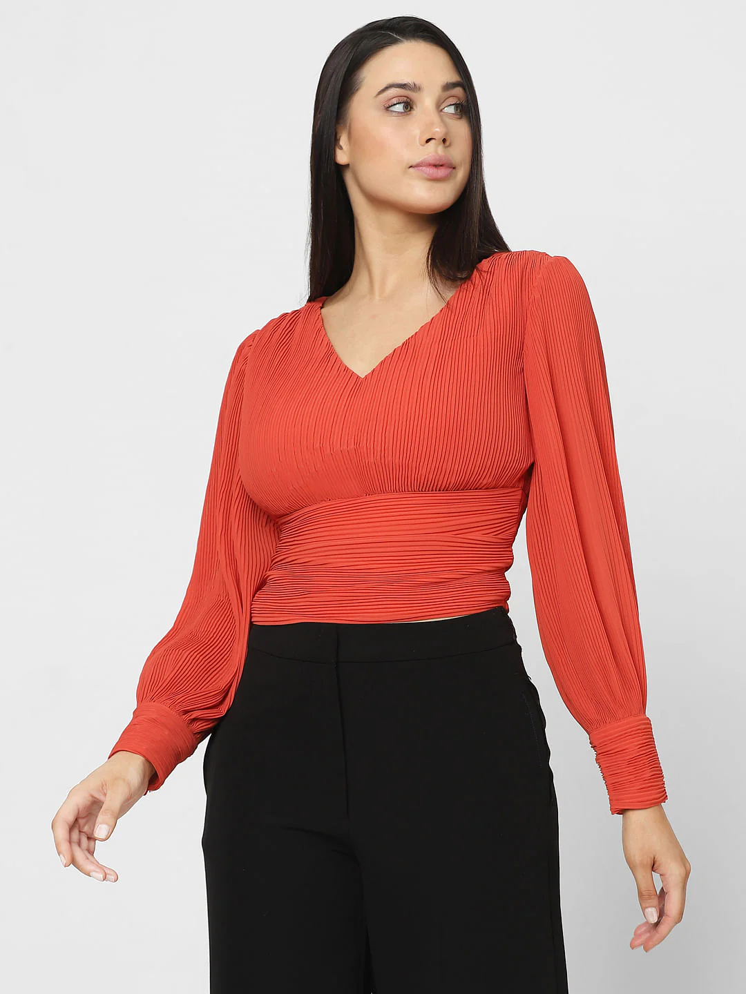 Orange Pleated Top - Image 2