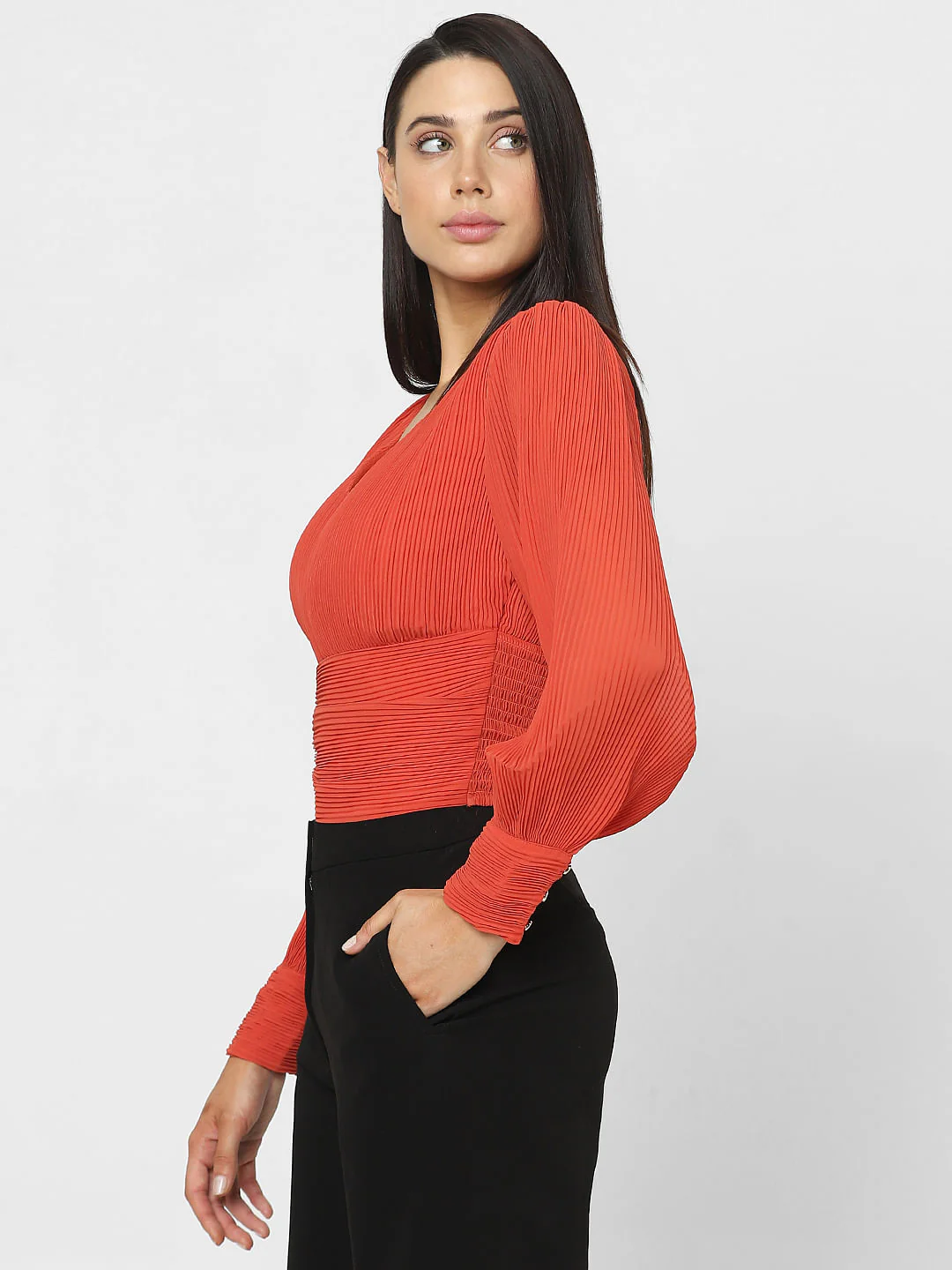 Orange Pleated Top - Image 3