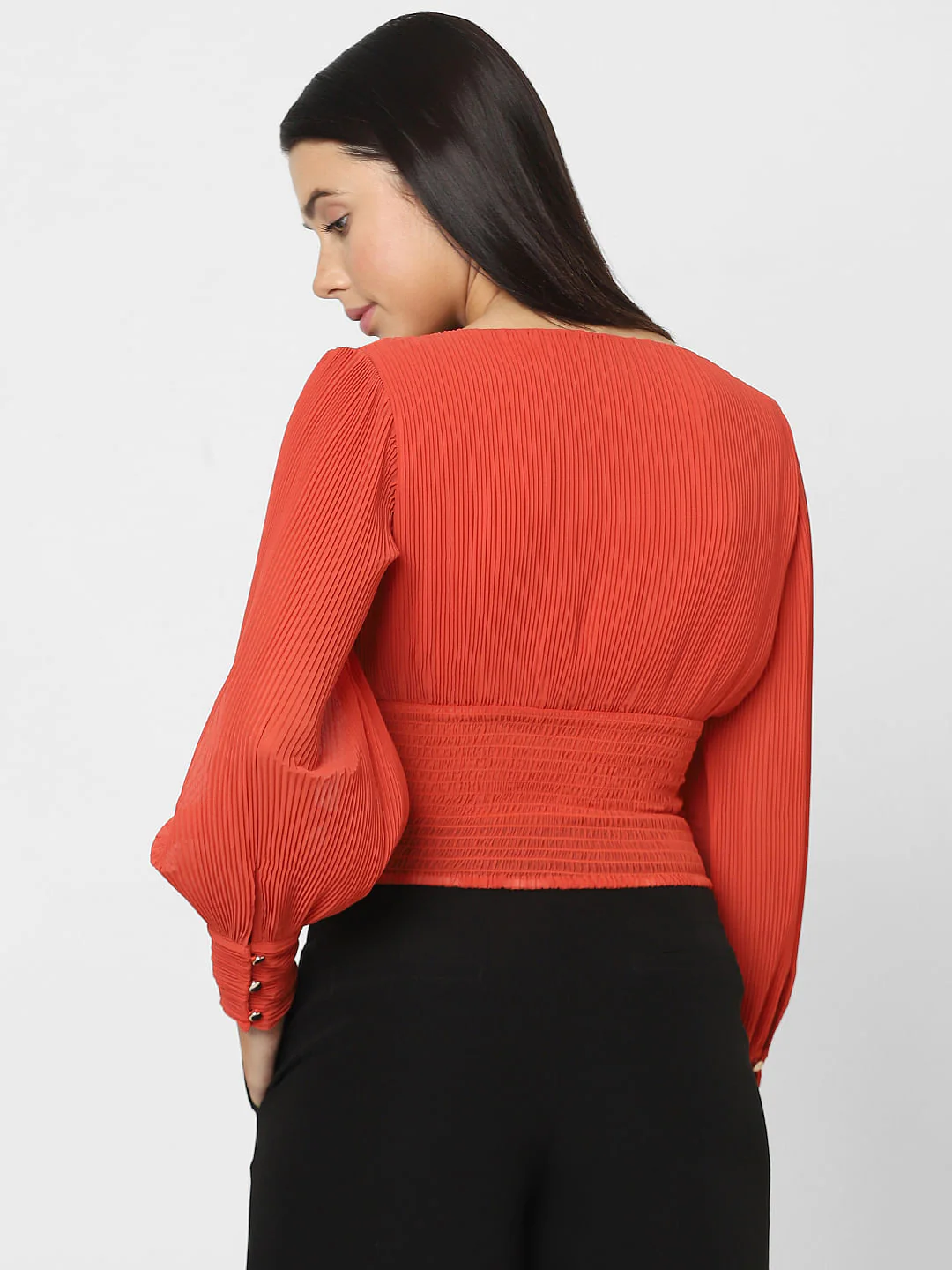 Orange Pleated Top - Image 4