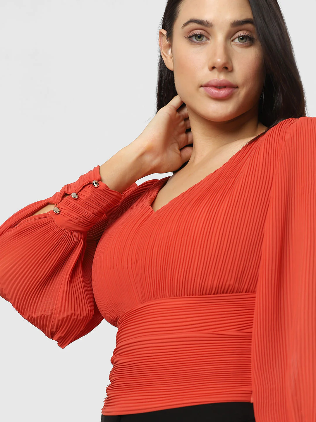 Orange Pleated Top - Image 6