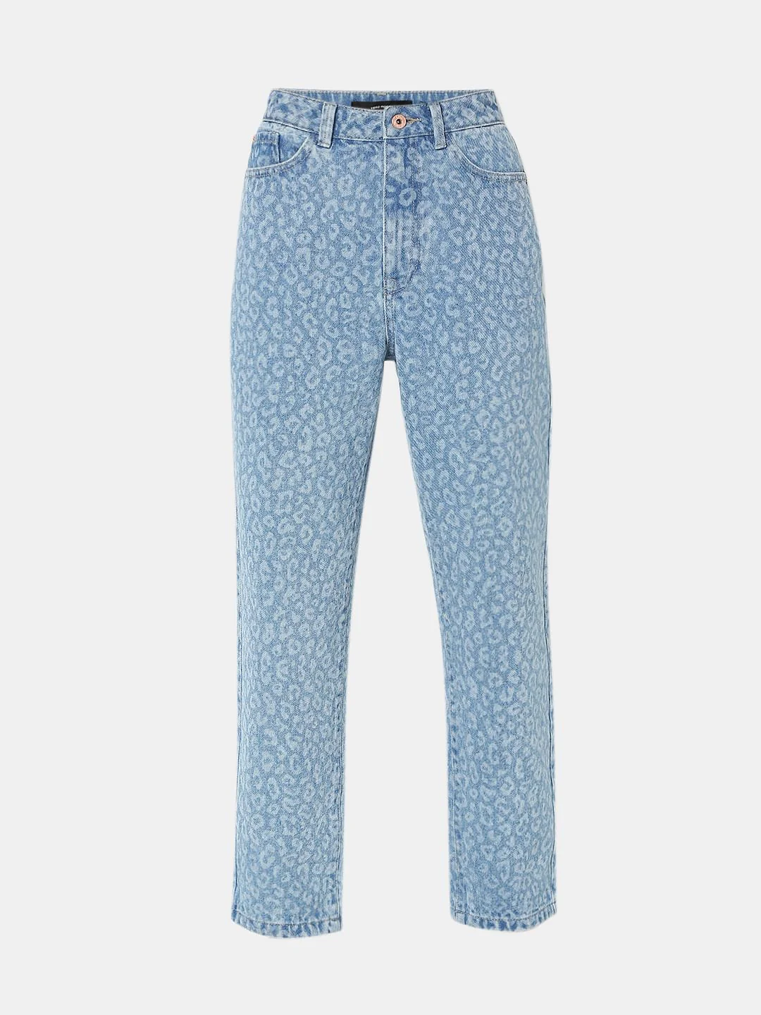 Blue High Rise Animal Print Mom Jeans - Image 7
