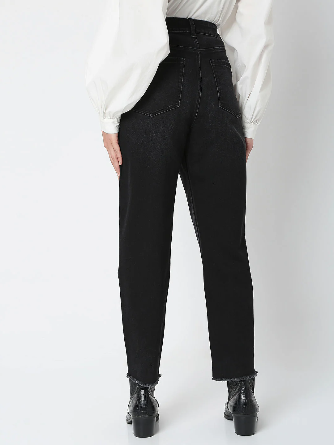 Black High Rise Mom Fit Jeans - Image 4