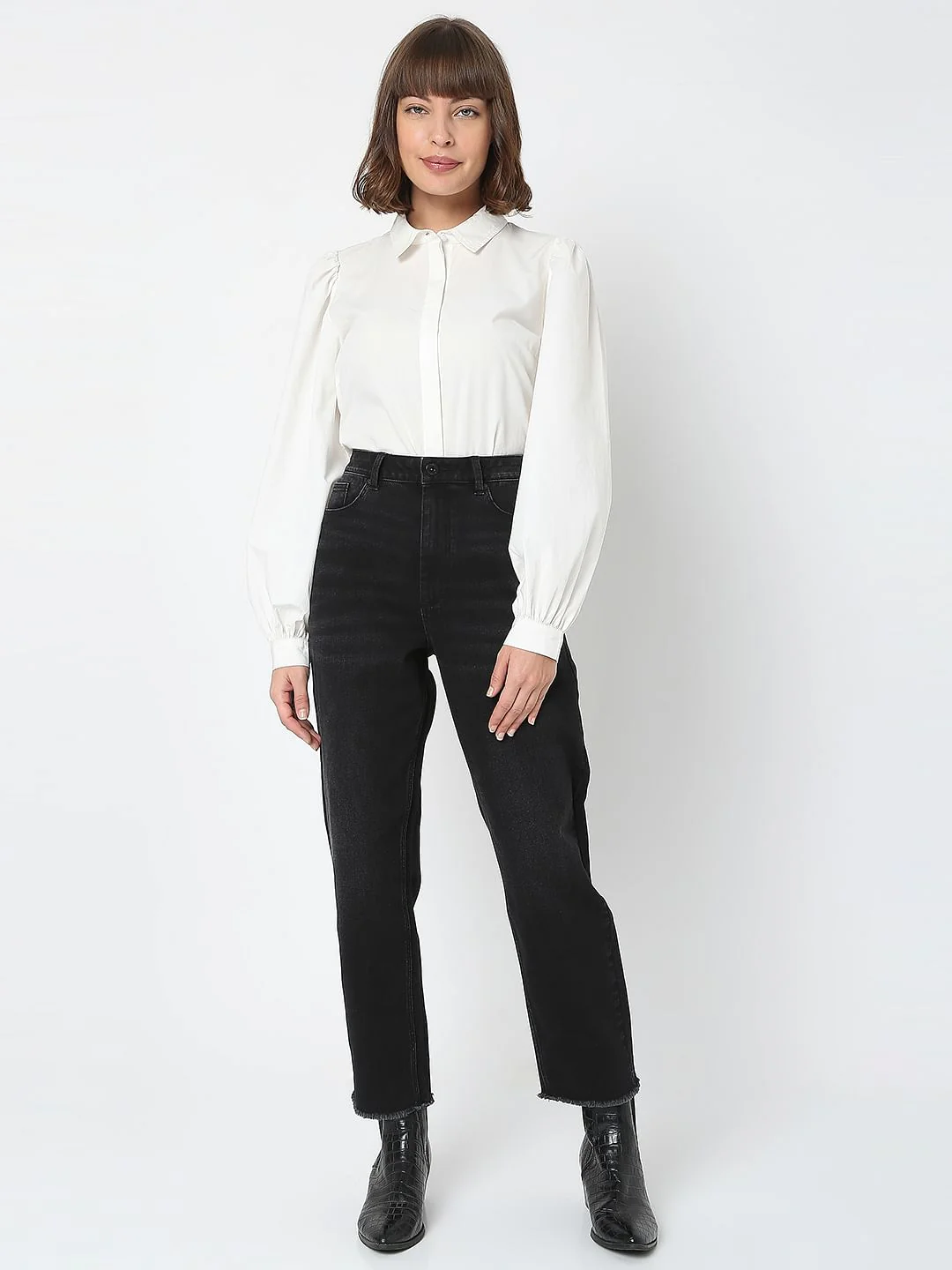 Black High Rise Mom Fit Jeans - Image 6