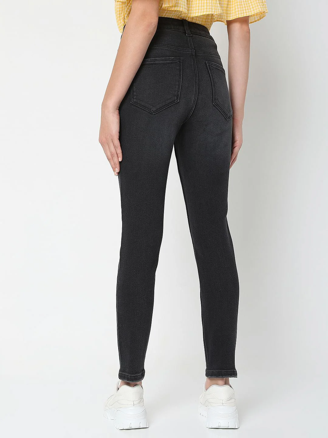 Black Mid Rise Faded Wendy Skinny Jeans - Image 4
