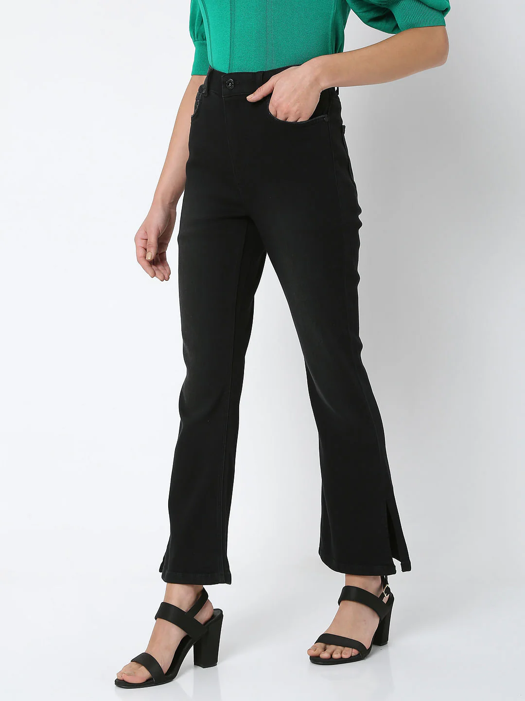 Black Mid Rise Petra Bootcut Jeans - Image 3