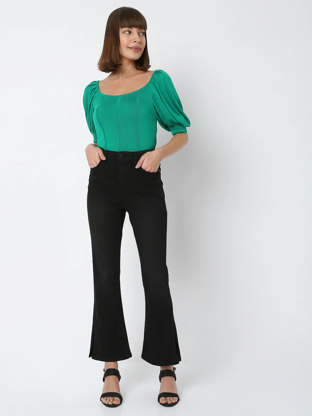 Black Mid Rise Petra Bootcut Jeans - Image 6