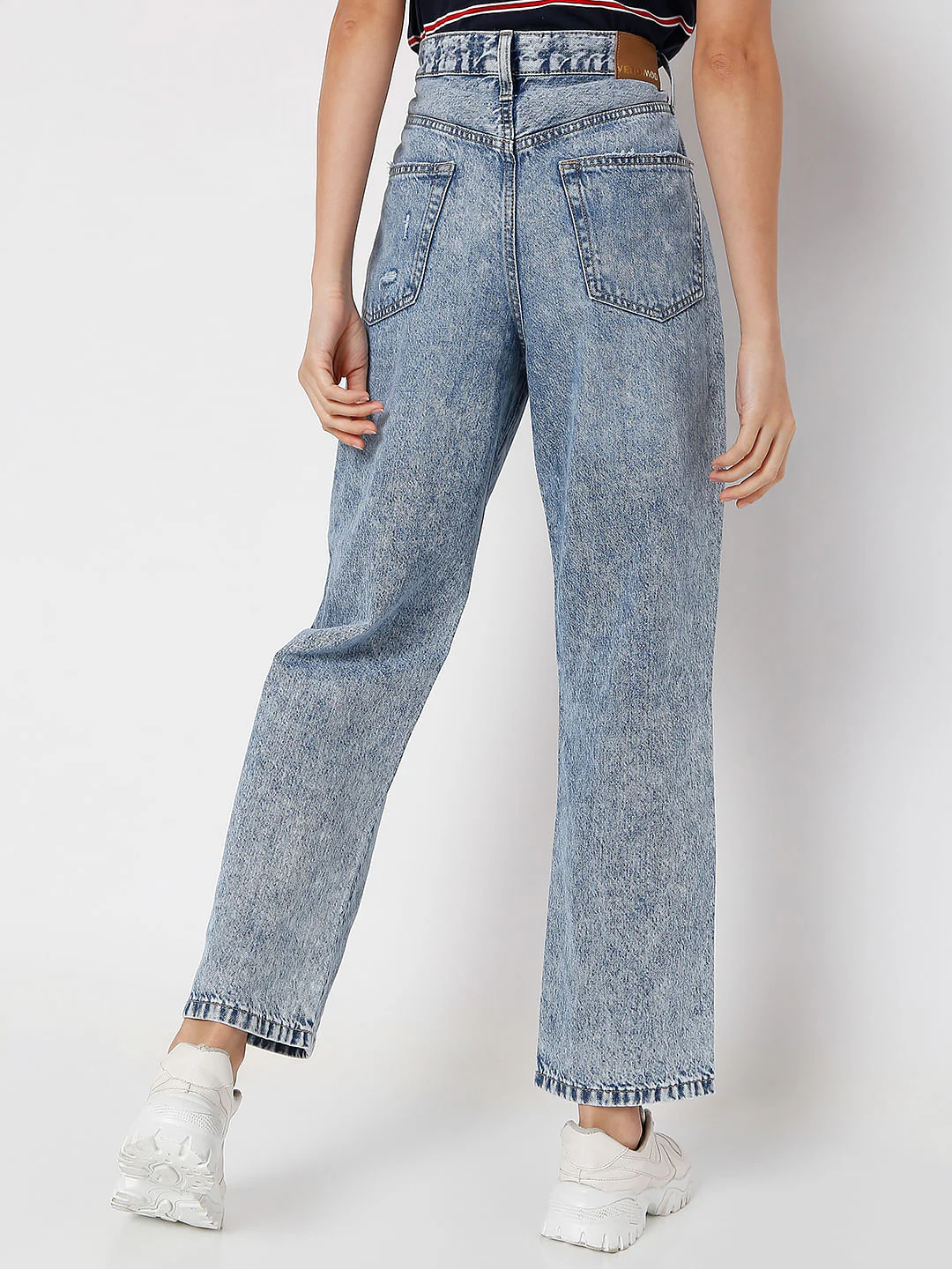 Blue High Rise Washed Boyfriend Jeans - Image 4