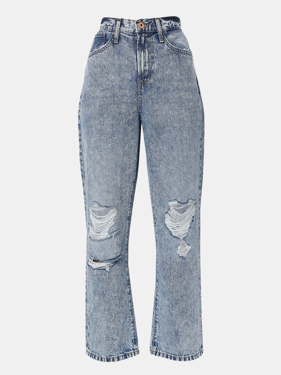 Blue High Rise Washed Boyfriend Jeans - Image 7