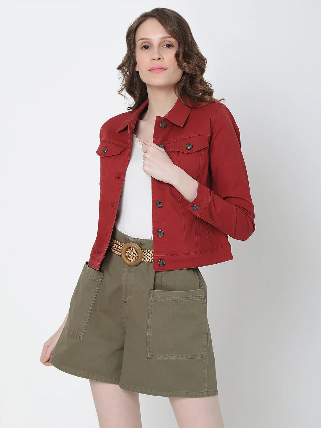Maroon Denim Jacket - Image 2