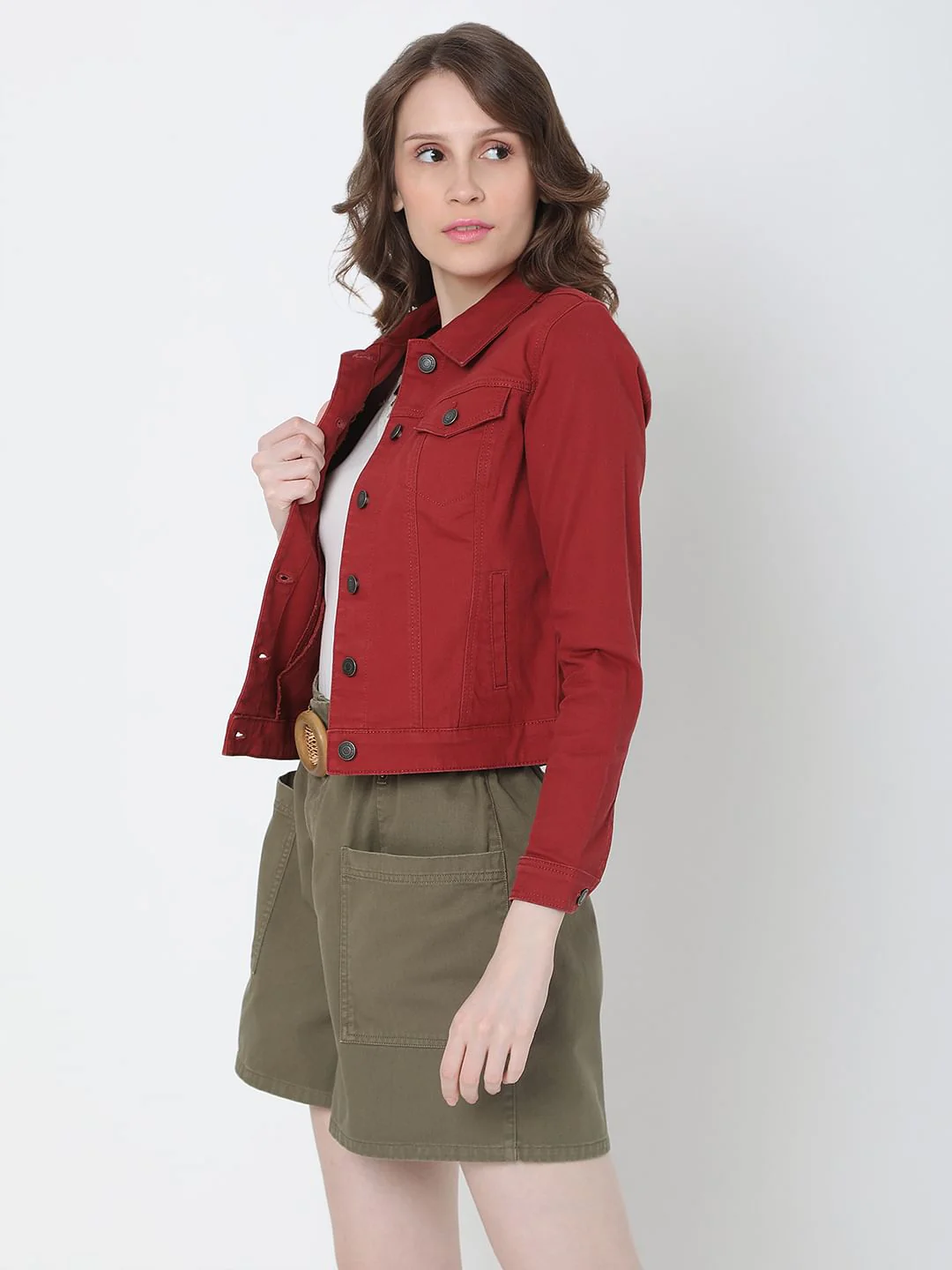 Maroon Denim Jacket - Image 3
