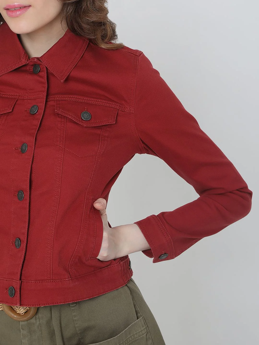 Maroon Denim Jacket - Image 6