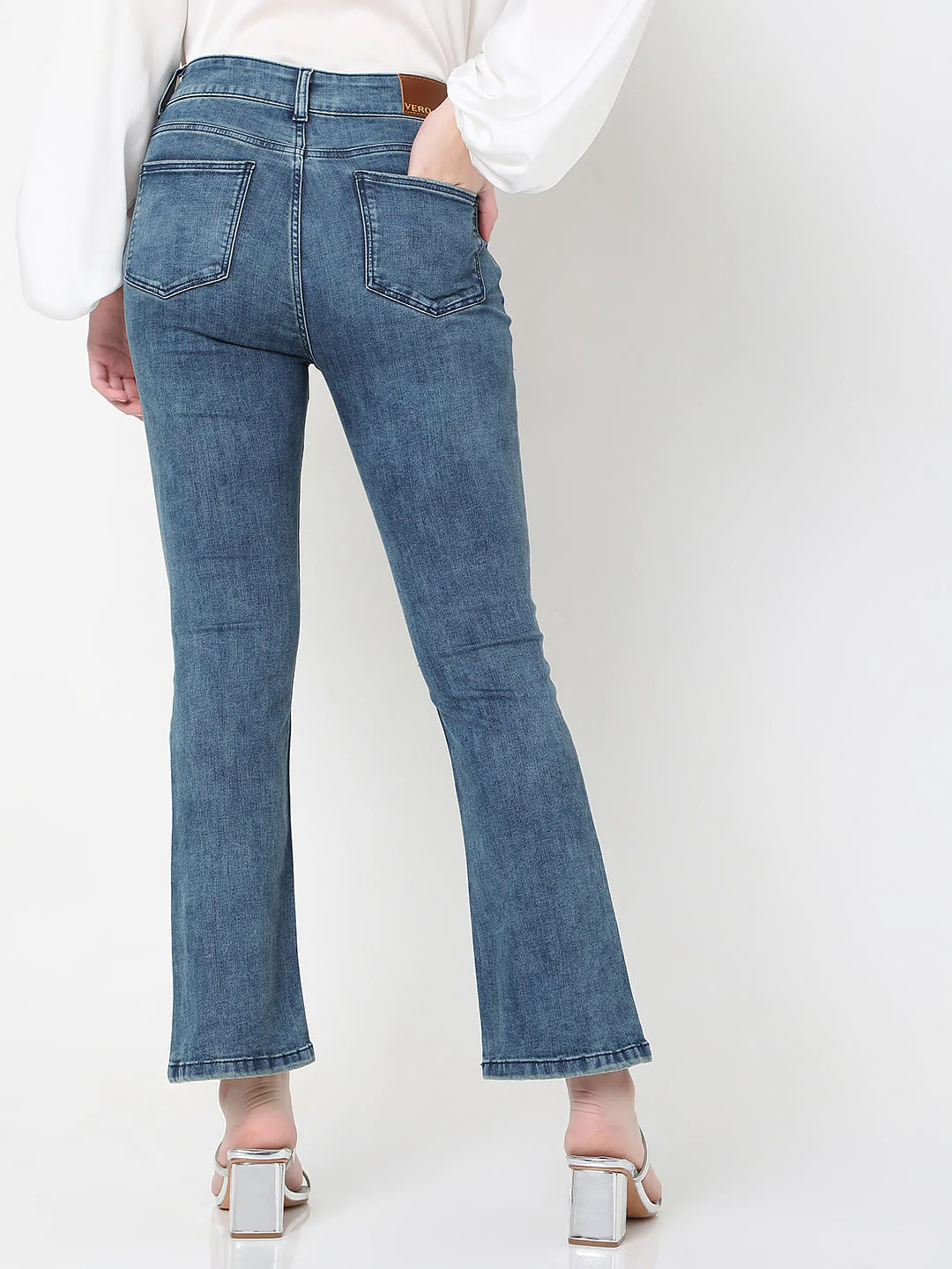 Blue High Rise Distressed Petra Bootcut Jeans - Image 4