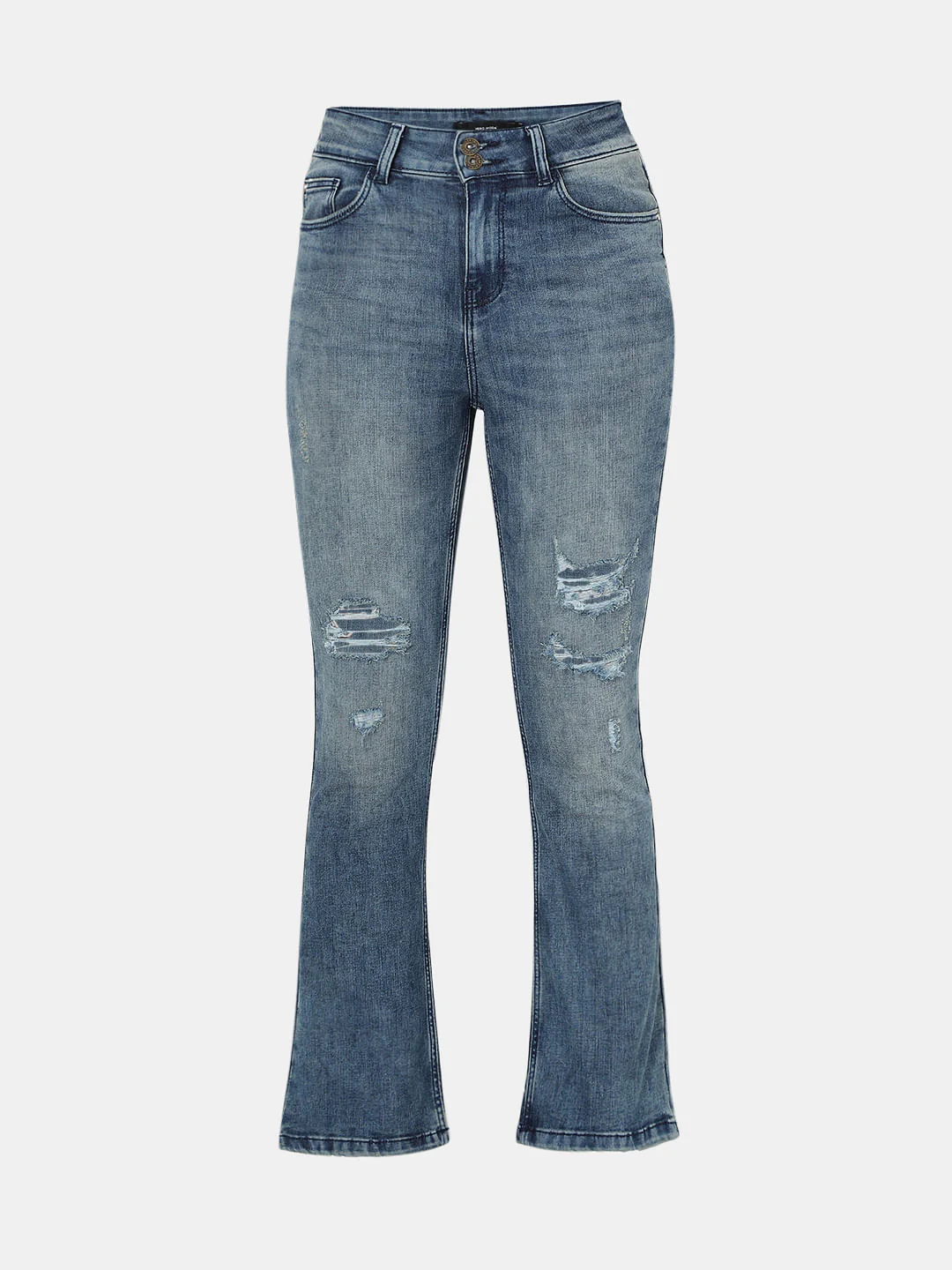 Blue High Rise Distressed Petra Bootcut Jeans - Image 7