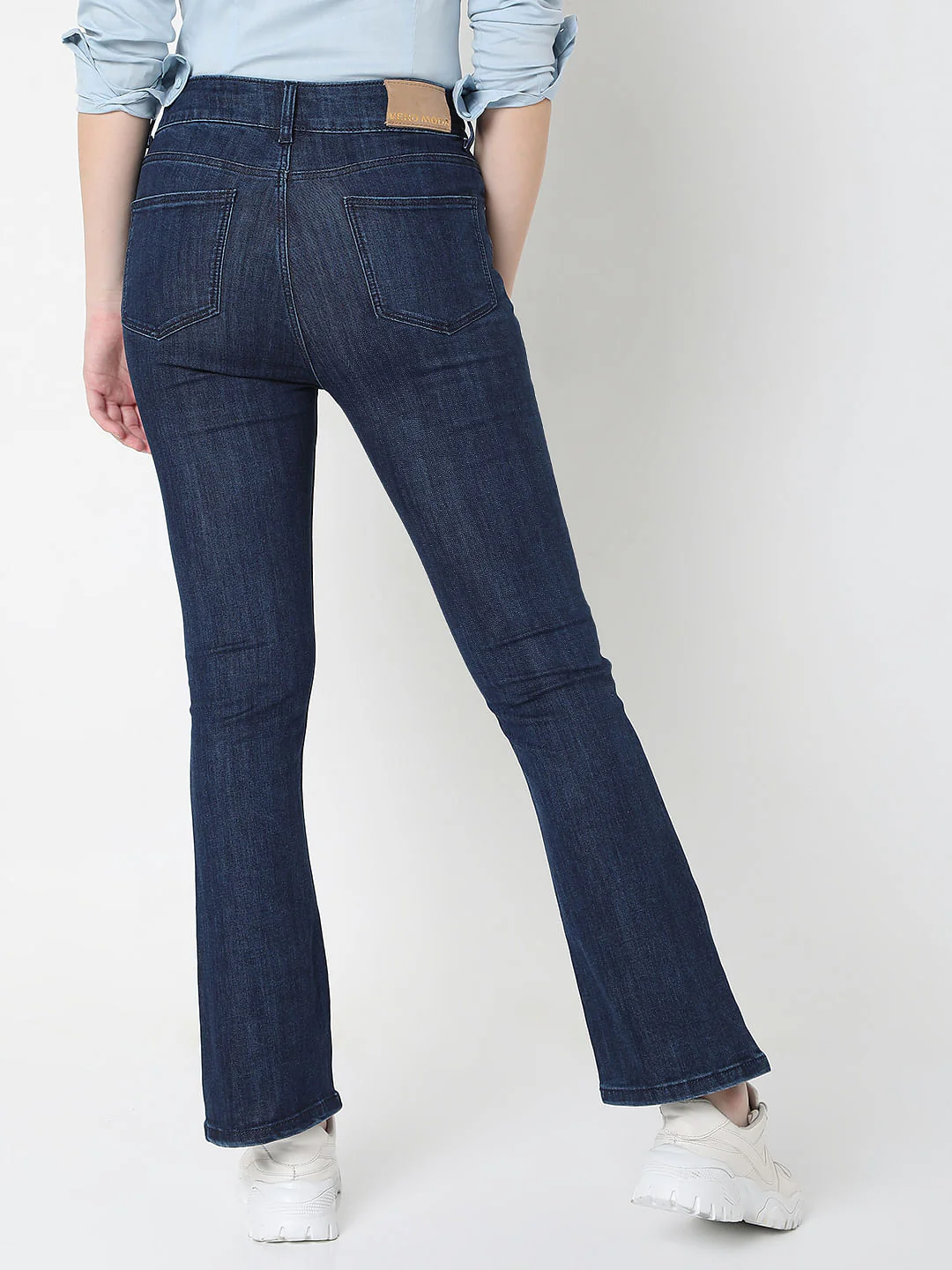 Dark Blue High Rise Distressed Petra Bootcut Jeans - Image 4