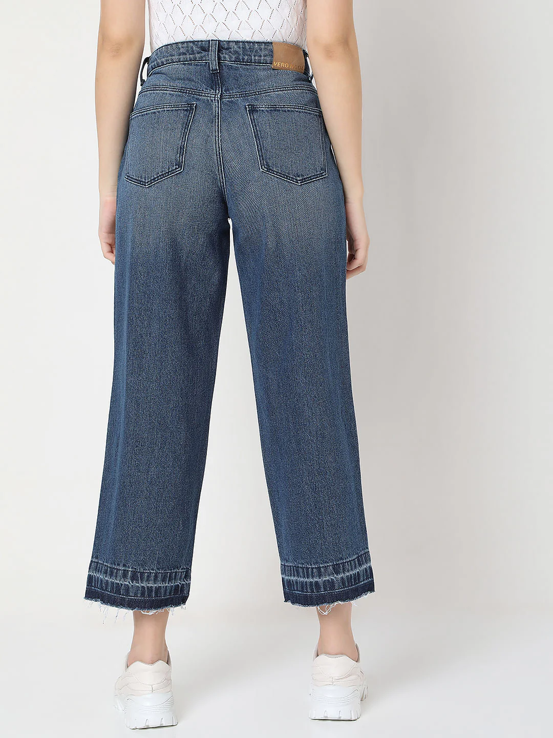 Blue Raw-Edge Zoey Wide-Leg Jeans - Image 4