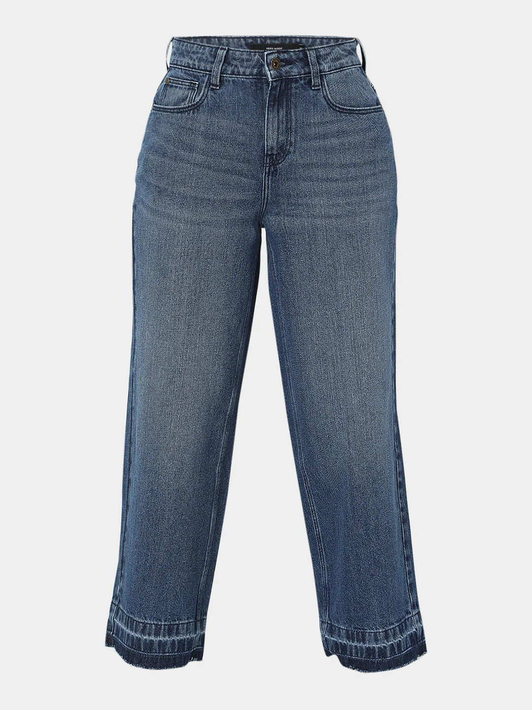 Blue Raw-Edge Zoey Wide-Leg Jeans - Image 7