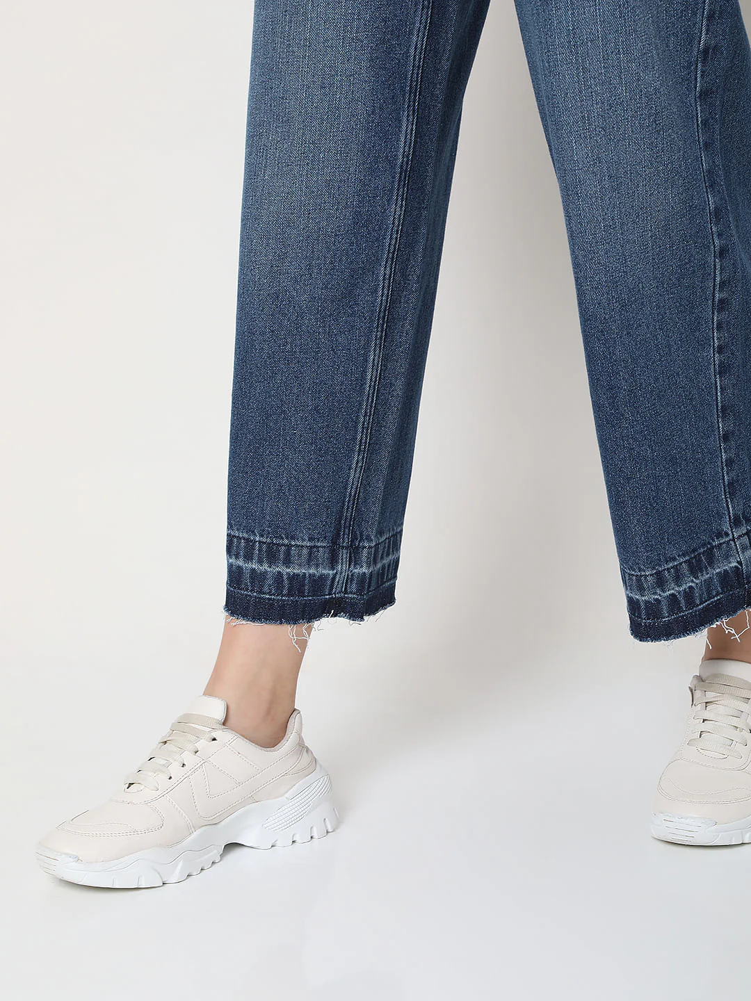 Blue Raw-Edge Zoey Wide-Leg Jeans - Image 8