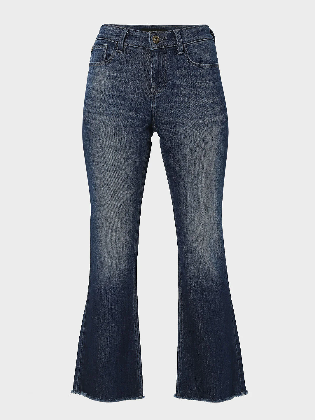 Blue Mid Rise Frayed Hem Petra Bootcut Jeans - Image 7