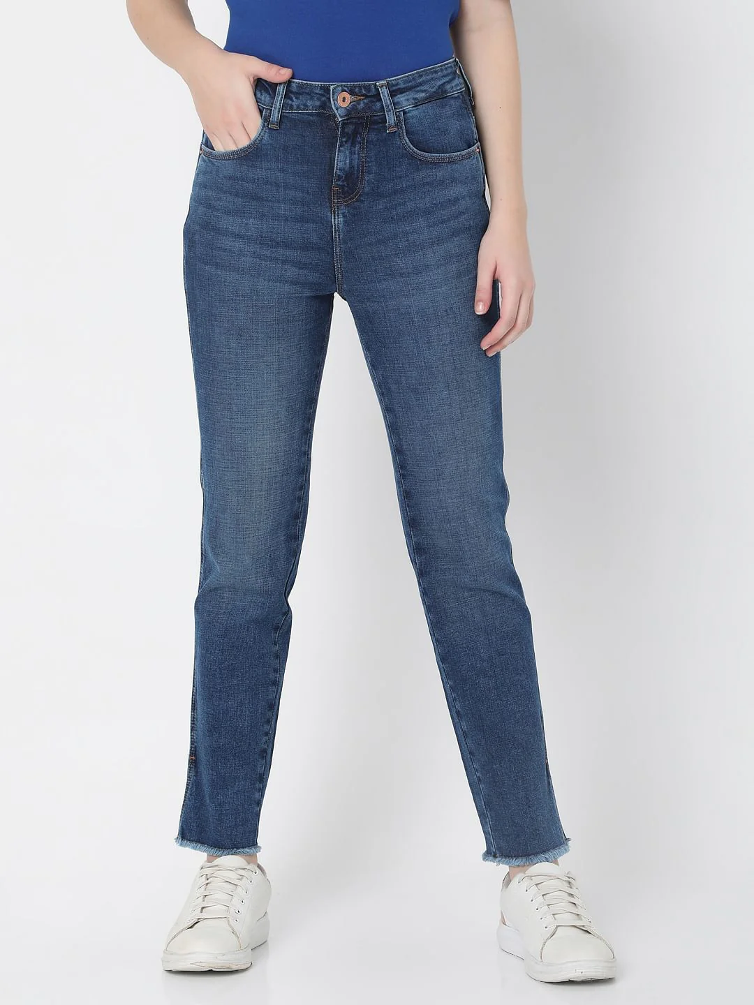 Blue High Rise Jade Straight Fit Jeans - Image 2