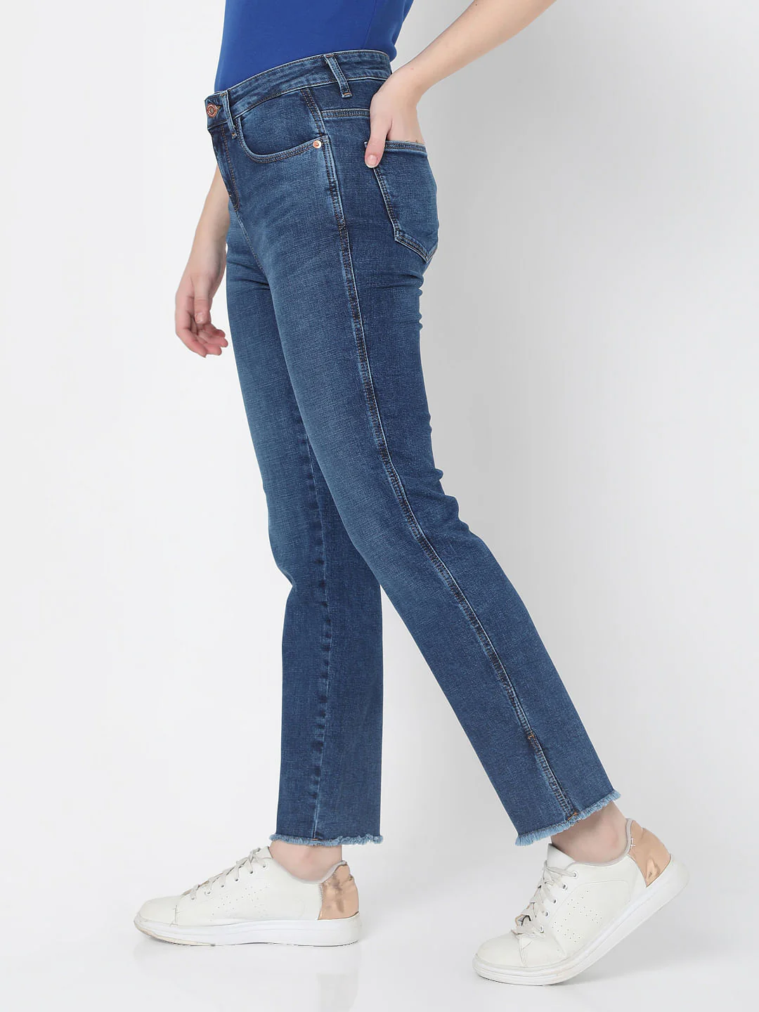 Blue High Rise Jade Straight Fit Jeans - Image 3
