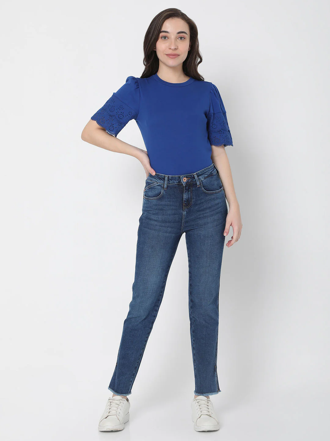 Blue High Rise Jade Straight Fit Jeans - Image 6