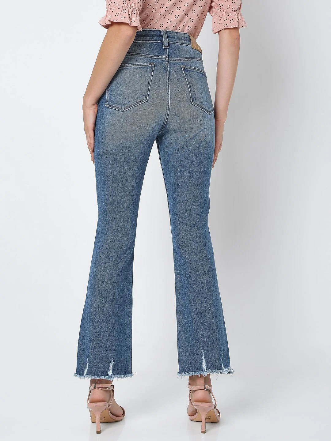 Light Blue High Rise Ripped Petra Bootcut Jeans - Image 4