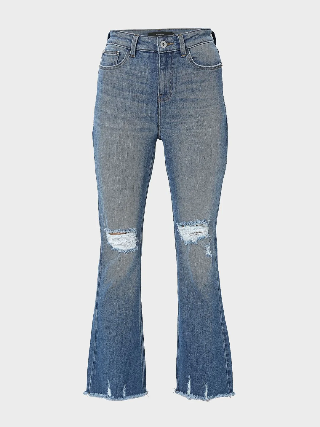 Light Blue High Rise Ripped Petra Bootcut Jeans - Image 7