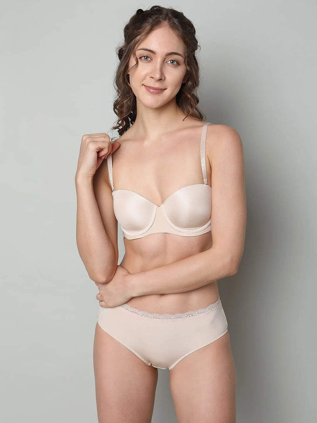 Beige Lightly Lined Strapless Bra - Image 2