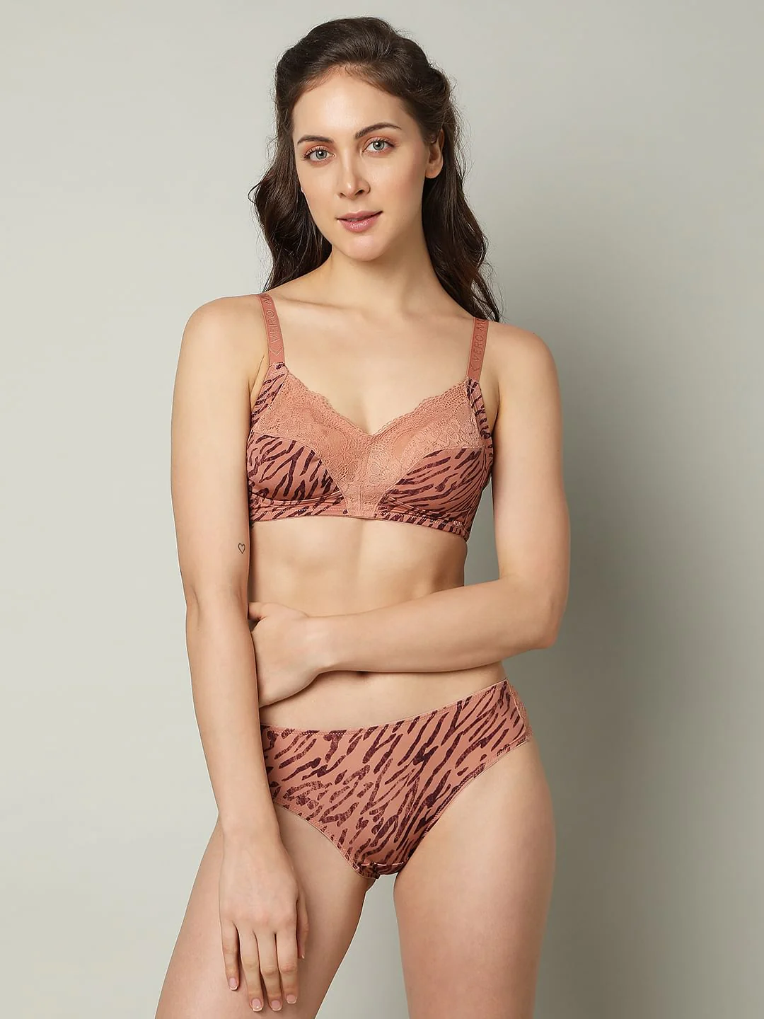Intimates Brown Printed Non-Padded Full Coverage Bra - Image 2