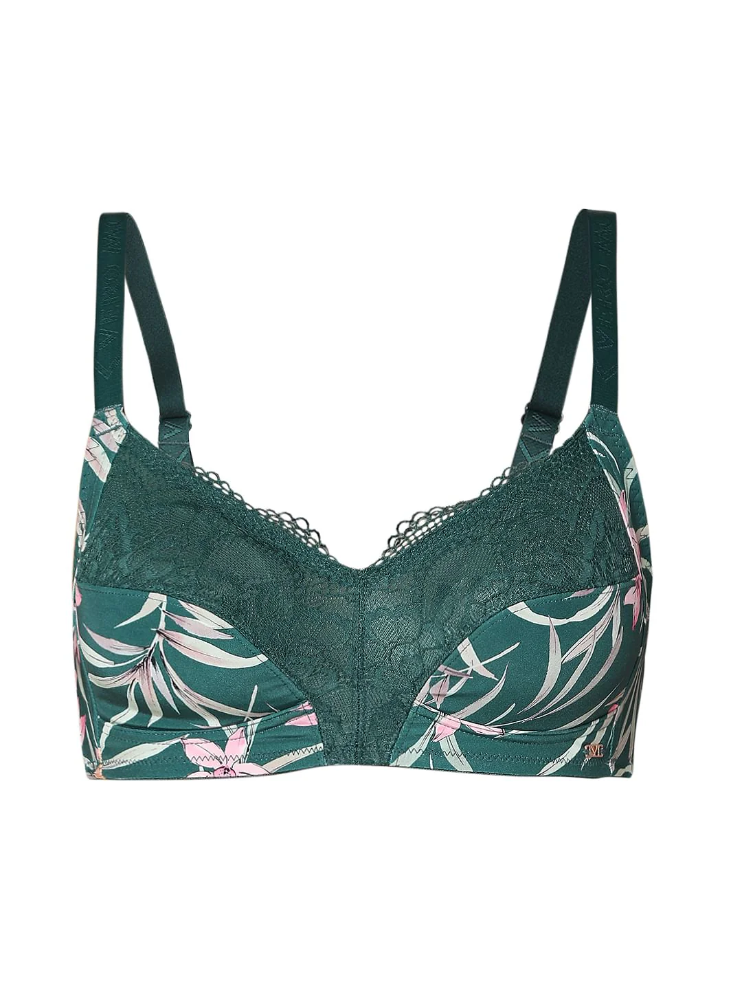 Intimates Green Floral Non-Padded Full Coverage Bra - Image 7