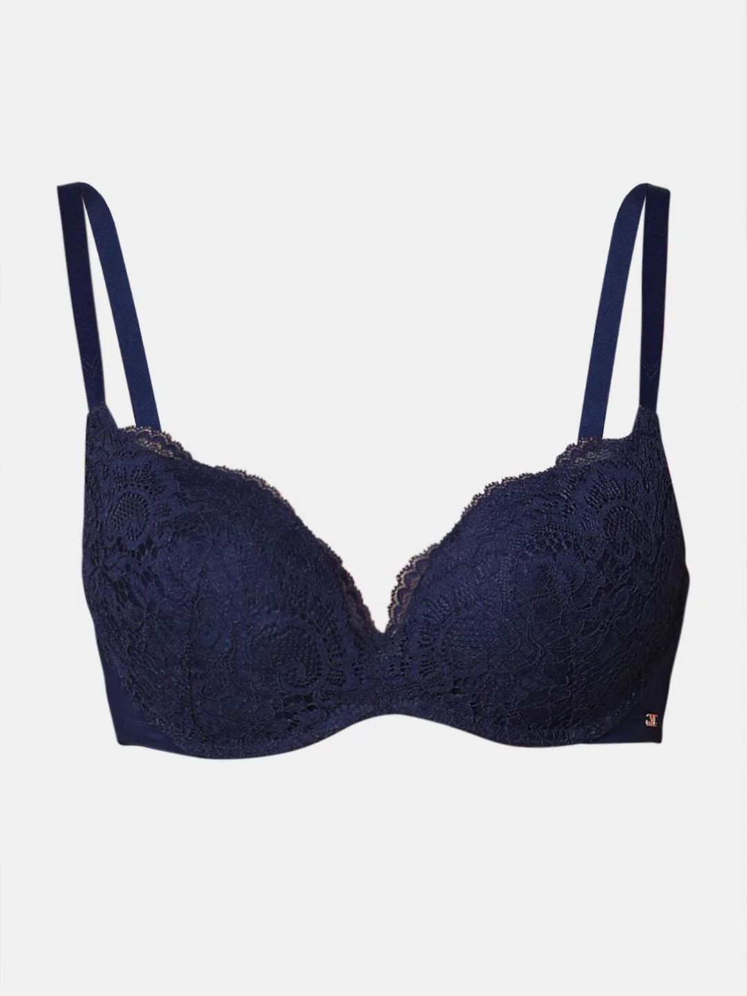 Blue Lace Padded Semi Coverage Push-Up Bra - Image 7