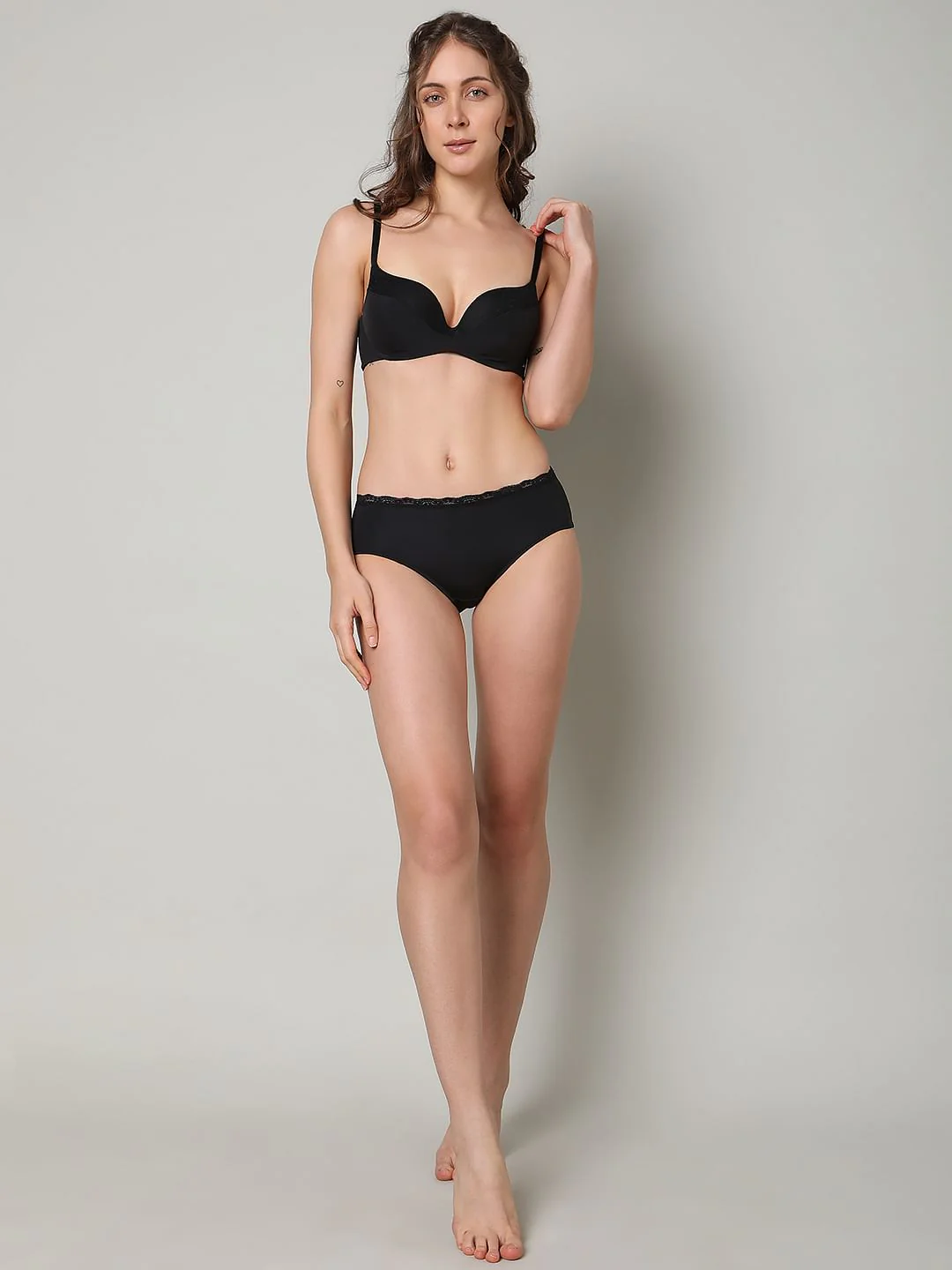 Black Padded Semi Coverage Push-Up Bra - Image 5