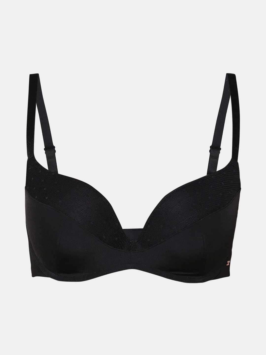 Black Padded Semi Coverage Push-Up Bra - Image 7