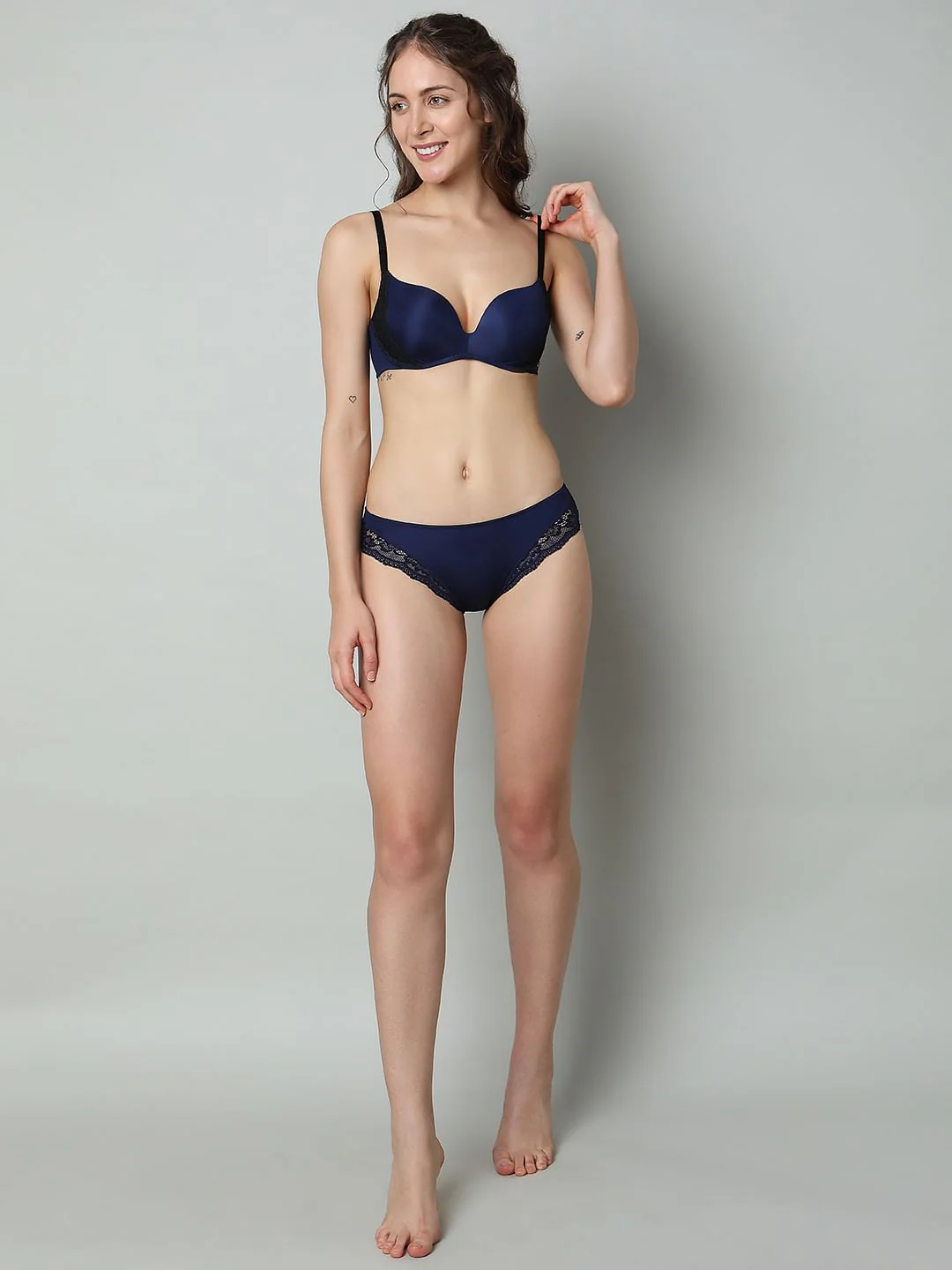 Blue Padded Semi Coverage Push-Up Bra - Image 5
