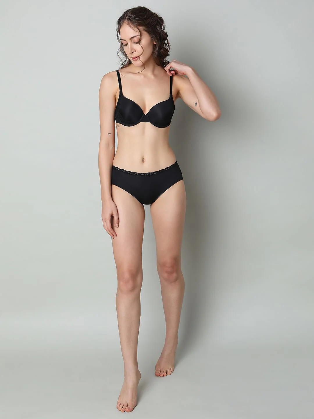 Black Semi Coverage Padded Push-Up Bra - Image 5
