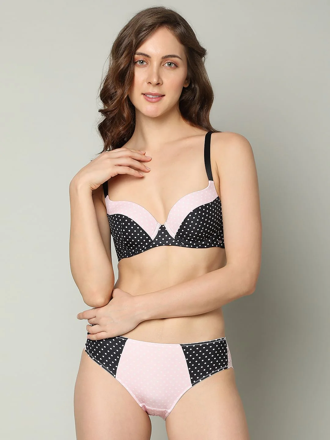 Intimates Black Polka Dot Padded Under-Wired T-Shirt Bra - Image 2