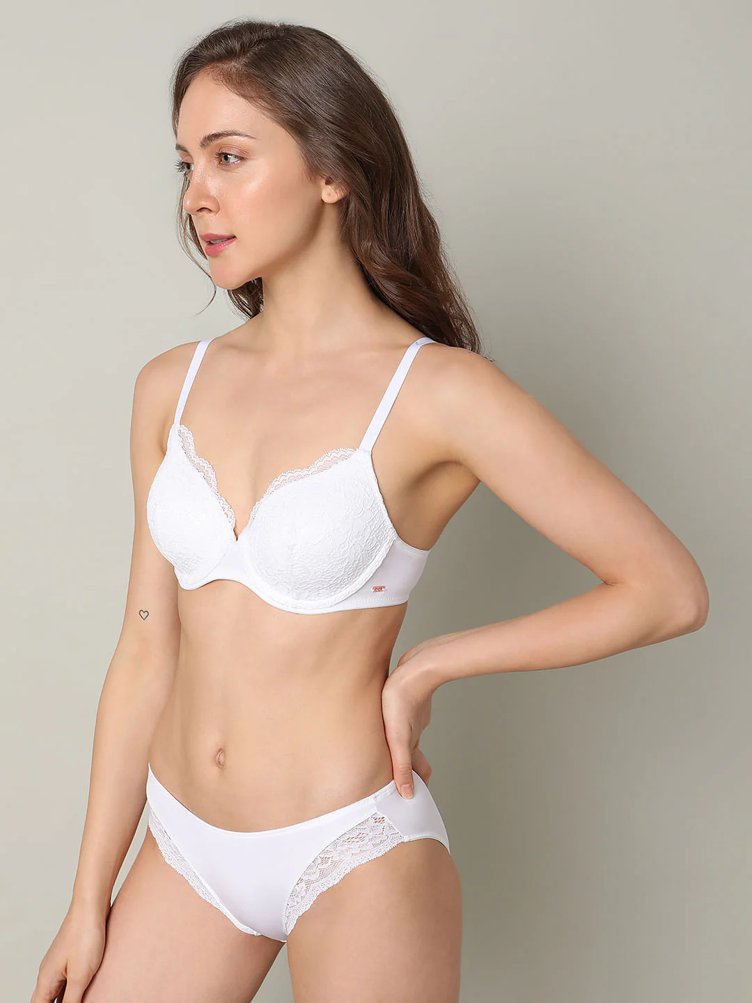 White Lace Padded T-Shirt Bra - Image 3