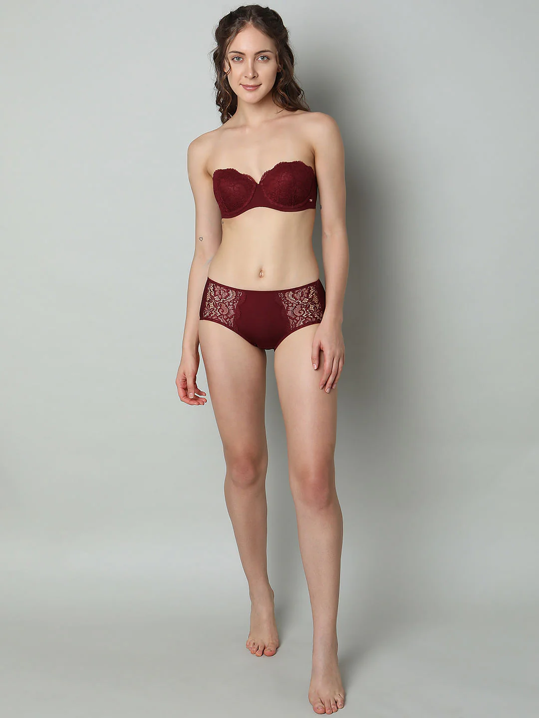 Red Lace Lightly Lined Strapless Bra - Image 5