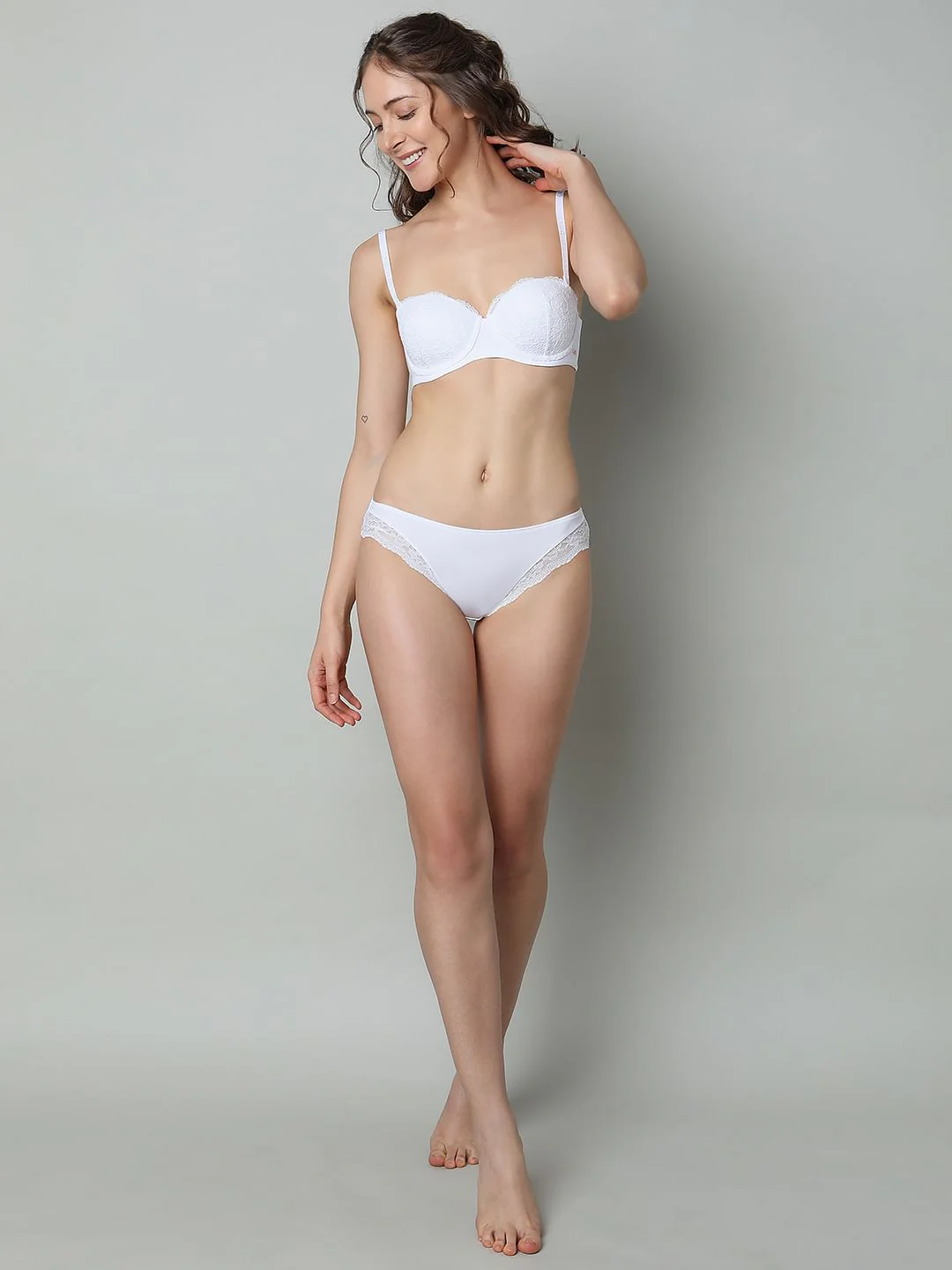 White Lace Lightly Lined Strapless Bra - Image 5