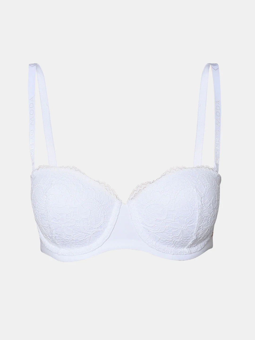 White Lace Lightly Lined Strapless Bra - Image 7